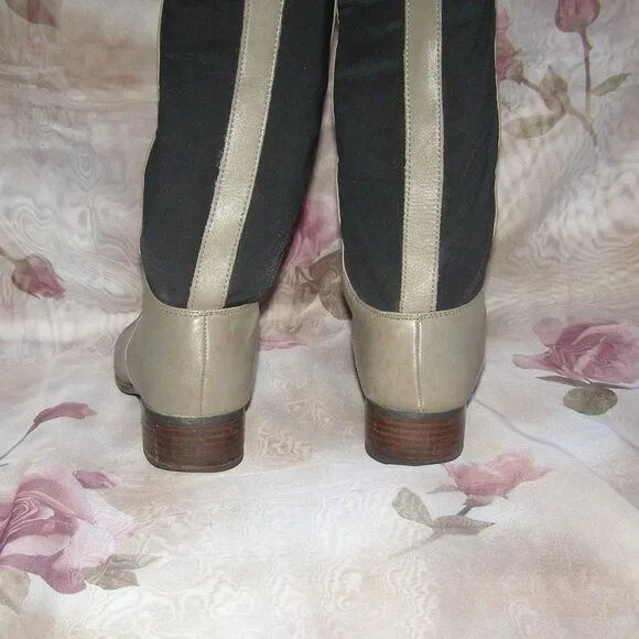 Vintage size 9 Charles David Taupe Leather Knee High Boots - Picture 6 of 13
